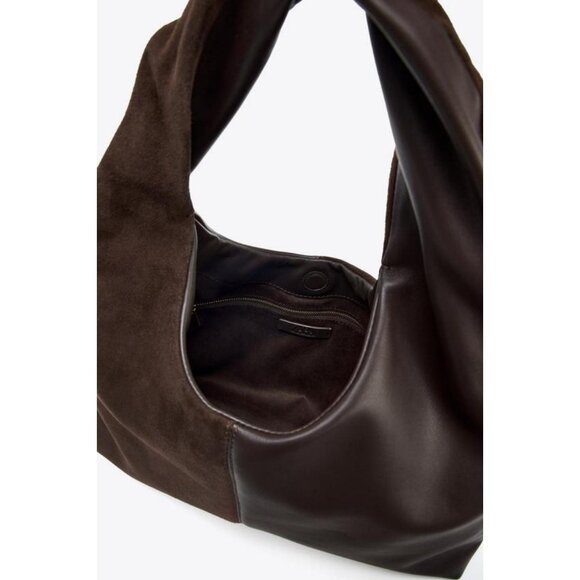 ZARA CONTRAST LEATHER SHOULDER BAG - Picture 7 of 7